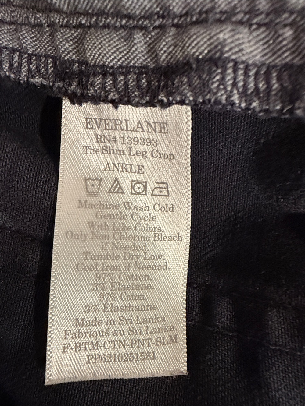 Everlane Slim Leg Crop Ankle Pants Navy Blue Organic Cotton Stretch Size 4 - Picture 5 of 5